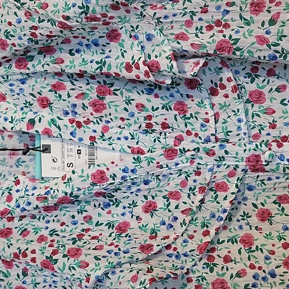 Zara floral short sleeves blouse S - Picture 3 of 6